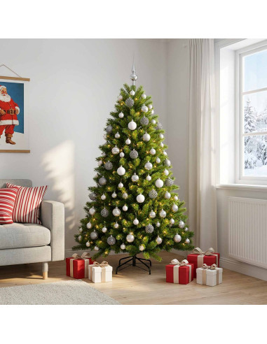 Albero di Natale Artificiale con Palline 180 cm 300 LED
