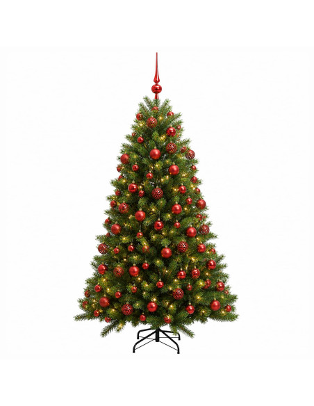 Albero di Natale Artificiale con Palline 180 cm 300 LED