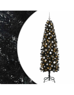 Albero di Natale Artificiale Slim con Palline 210 cm 300 LED