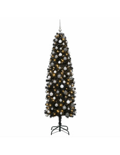 Albero di Natale Artificiale Slim con Palline 210 cm 300 LED 2