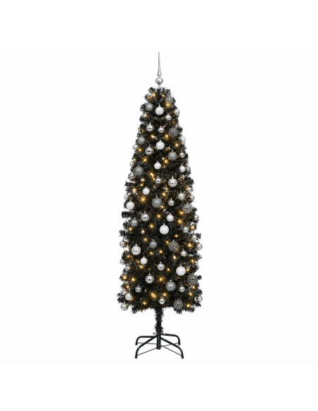 Albero di Natale Artificiale Slim con Palline 210 cm 300 LED