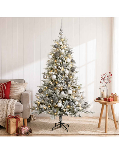 Albero di Natale Artificiale con Palline 150 cm 150 LED