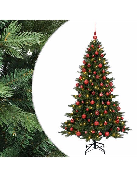 Albero di Natale artificiale con palline 180 cm 300 LED