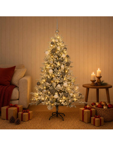 Albero di Natale Artificiale con Palline 150 cm 150 LED