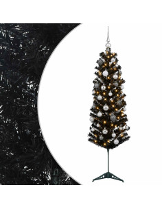 Albero di Natale Artificiale Slim con Palline 150 cm 150 LED 2