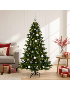 Albero di Natale artificiale con palline 120 cm 150 LED