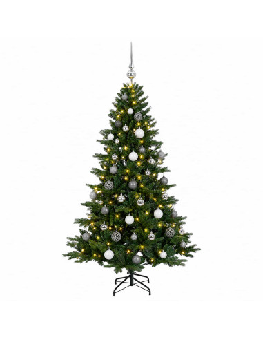 Albero di Natale artificiale con palline 150 cm 150 LED