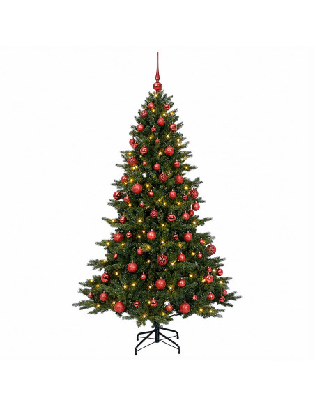 Albero di Natale artificiale con palline 180 cm 300 LED