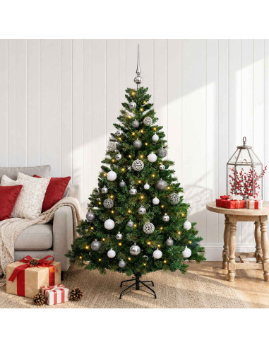 Albero di Natale Artificiale con Palline 120 cm 150 LED