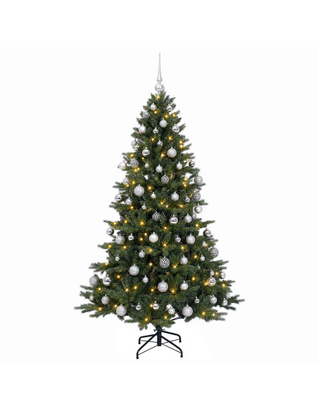 Albero di Natale artificiale con palline 210 cm 300 LED