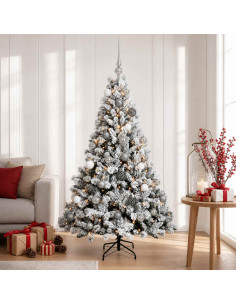 Albero di Natale Artificiale con Palline 150 cm 150 LED