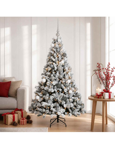 Albero di Natale Artificiale con Palline 150 cm 150 LED
