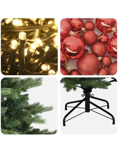 Albero di Natale artificiale con palline 210 cm 300 LED