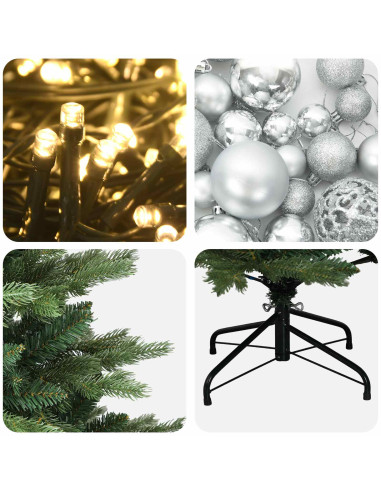 Albero di Natale artificiale con palline 180 cm 300 LED