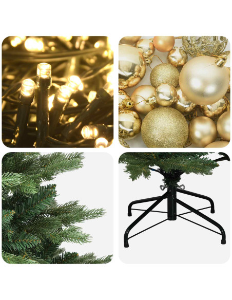 Albero di Natale artificiale con palline 240 cm 300 LED