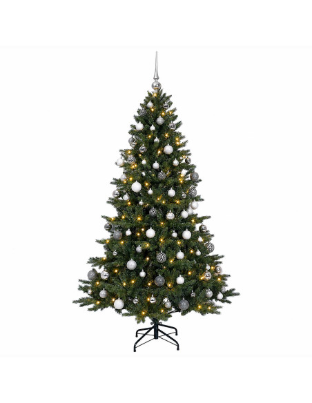 Albero di Natale artificiale con palline 180 cm 300 LED