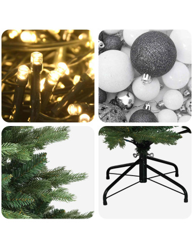 Albero di Natale artificiale con palline 180 cm 300 LED