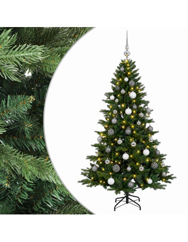 Albero di Natale artificiale con palline 120 cm 150 LED