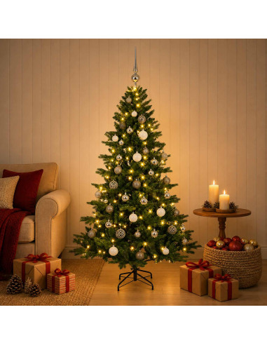 Albero di Natale artificiale con palline 120 cm 150 LED
