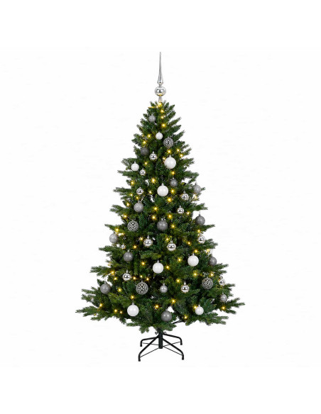 Albero di Natale artificiale con palline 120 cm 150 LED