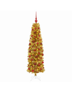 Albero di Natale Slim artificiale con palline 180 cm 300 LED 2