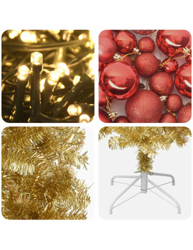 Albero di Natale Slim artificiale con palline 180 cm 300 LED