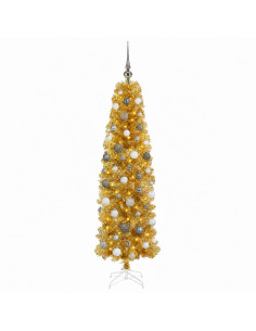Albero di Natale Slim artificiale con palline 180 cm 300 LED 2