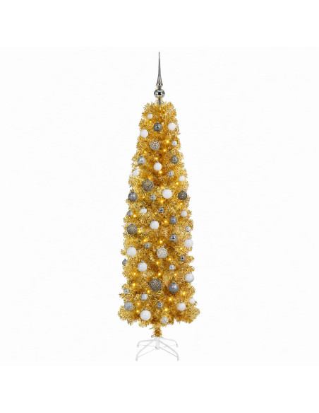 Albero di Natale Slim artificiale con palline 180 cm 300 LED