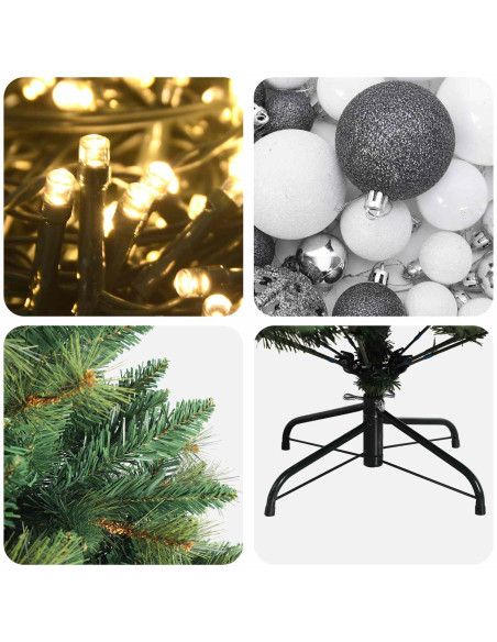 Albero di Natale Artificiale con Palline 240 cm 300 LED