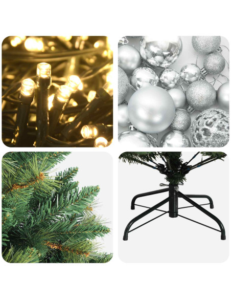 Albero di Natale Artificiale con Palline 210 cm 300 LED