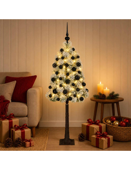 Albero di Natale artificiale con rami snodati e palline 120 cm