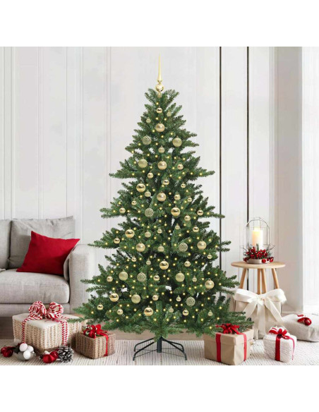 Albero di Natale Artificiale con Rami Pieghevoli Verde 210 cm