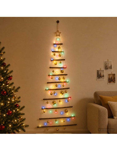 Albero di Natale appeso con palle 150 cm 80 LED Multicolore