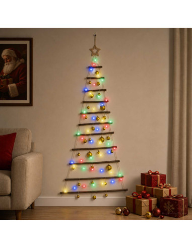 Albero di Natale appeso con palle 150 cm 80 LED Multicolore