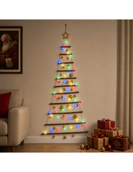 Albero di Natale appeso con palle 150 cm 80 LED Multicolore