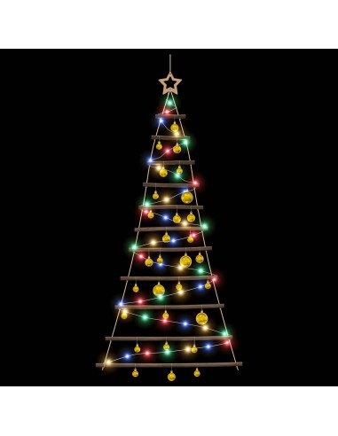 Albero di Natale appeso con palle 150 cm 80 LED Multicolore