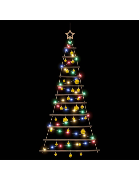Albero di Natale appeso con palle 150 cm 80 LED Multicolore