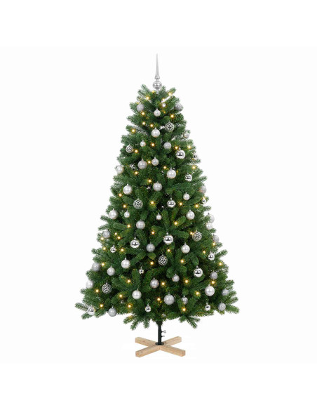 Albero di Natale artificiale con palline 210 cm 300 LED
