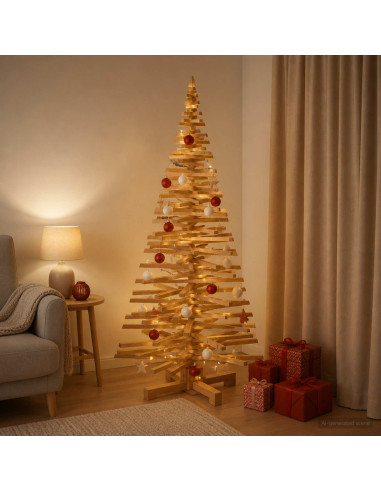Albero di Natale in legno KOTKA 180 cm Legno Massello di Pino