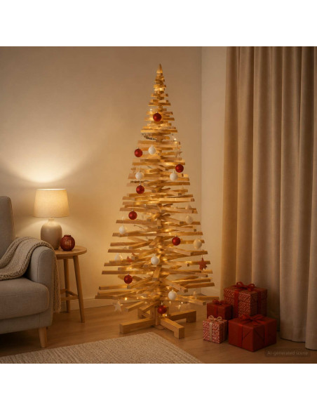 Albero di Natale in legno KOTKA 180 cm Legno Massello di Pino
