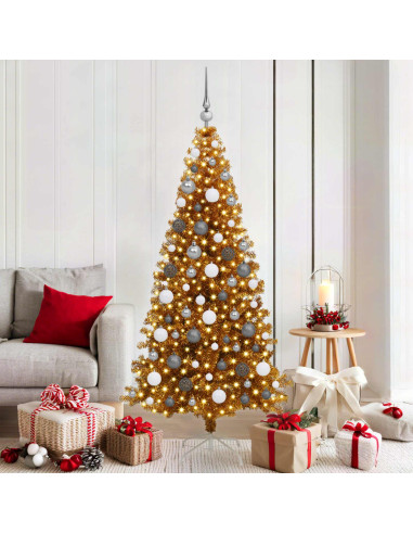 Albero di Natale con 300 LED con supporto Oro 180 cm PET
