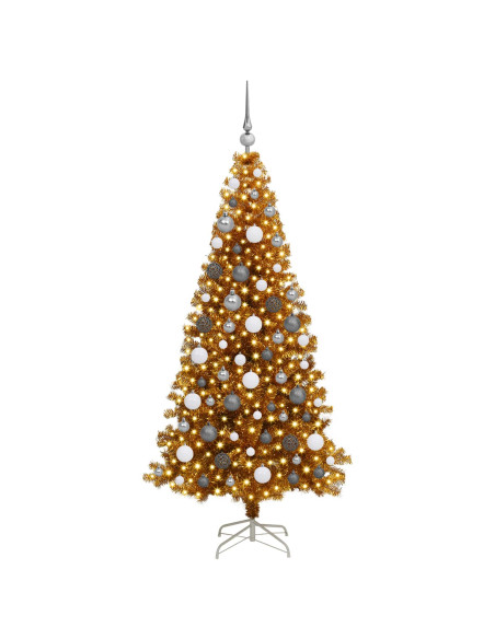 Albero di Natale con 300 LED con supporto Oro 180 cm PET