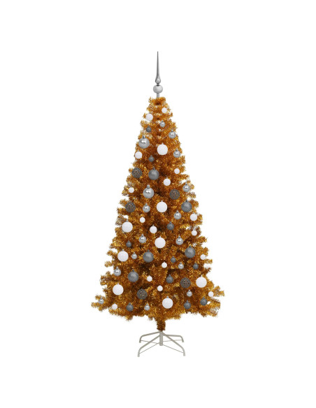 Albero di Natale con 300 LED con supporto Oro 180 cm PET
