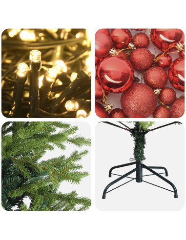 Albero di Natale artificiale con palline 210 cm 300 LED