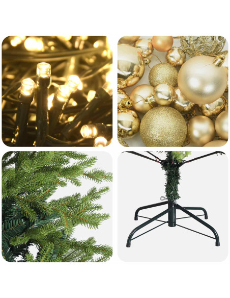 Albero di Natale Artificiale con Palline 180 cm 300 LED
