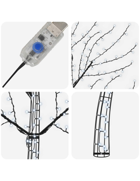 Albero di Natale da parete a LED 150 cm 140 LED Bianco freddo