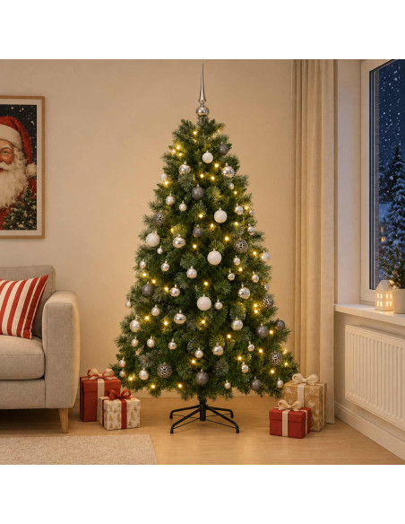 Albero di Natale artificiale con pallina 180 cm 300 LED