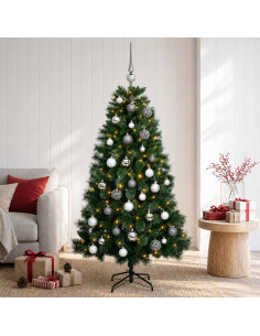 Albero di Natale artificiale con palline 150 cm 150 LED