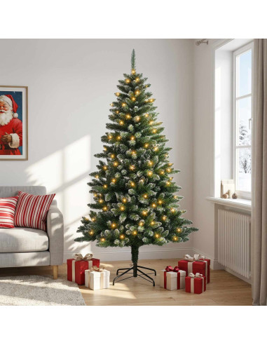 Albero di Natale Artificiale con Rami Pieghevoli 210 cm 300 LED