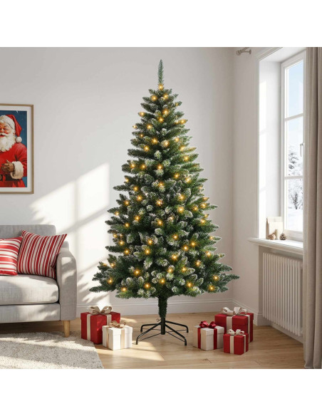 Albero di Natale Artificiale con Rami Pieghevoli 210 cm 300 LED